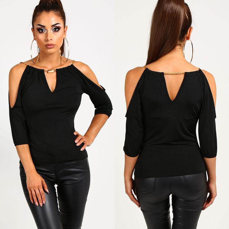 Attractive Loose Casual Black Blouse