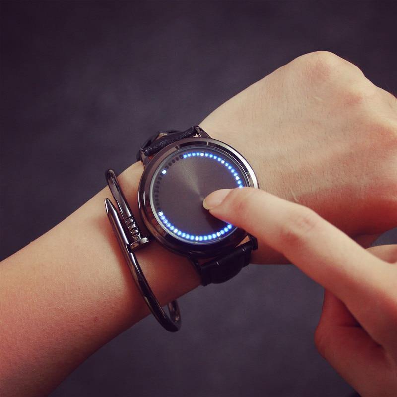 Electronics wristwatch leather strap LED - smileswithfashion