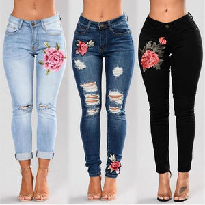Stretch Embroidered Jeans - smileswithfashion