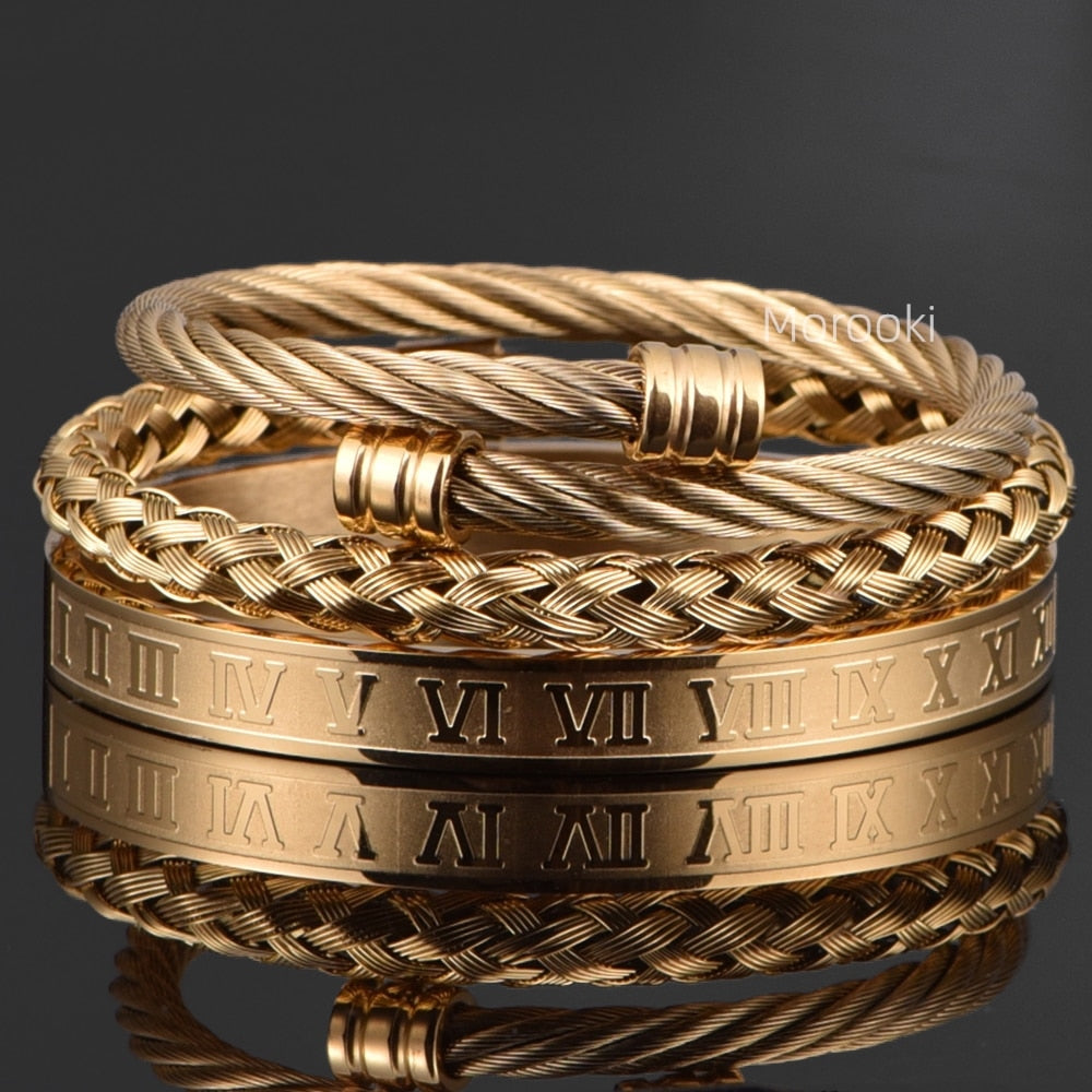 Stainless Steel Imperial Crown Bracelets Men Roman Numeral Bangle Cuff  Bracelet | eBay