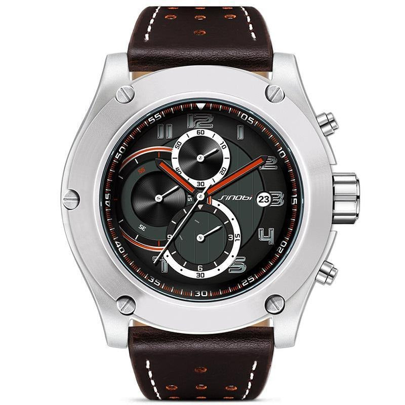SINOBI Brand | Sport Watch Leather Military WristWatch - smileswithfashion